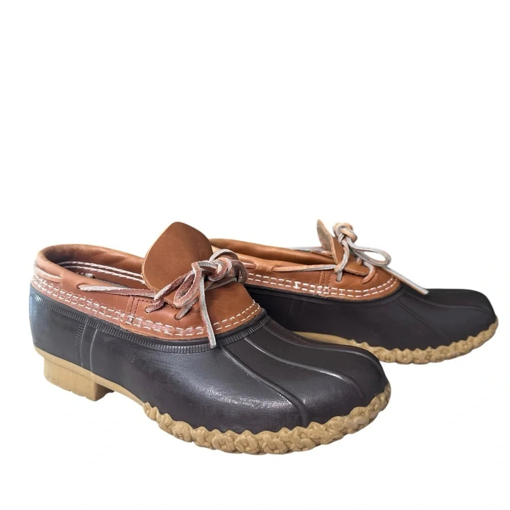 L.L. Bean Woman’s Bean Boots Rubber Mocs Tan Brown Size 7